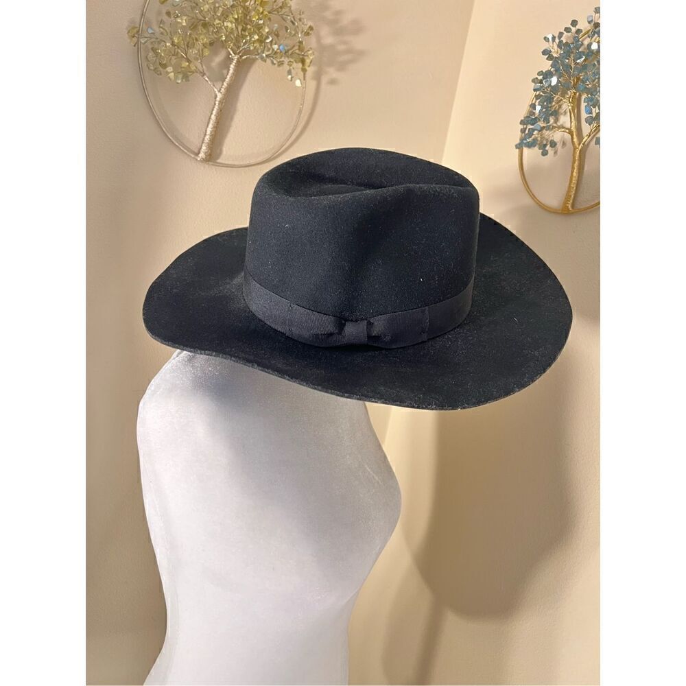 Black 100% Wool Felt Cowboy Rancher Hat